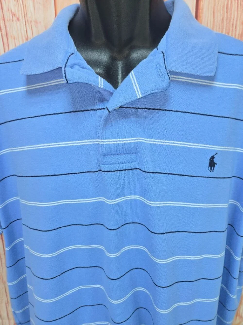 Polo Ralph Lauren Mens Blue Striped Polo Size Large